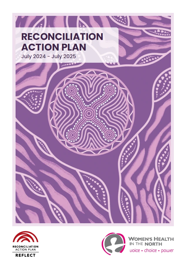 Cover of the WHIN Reflect Reconciliation Action Plan, artwork by Kiewa Austin-Rioli